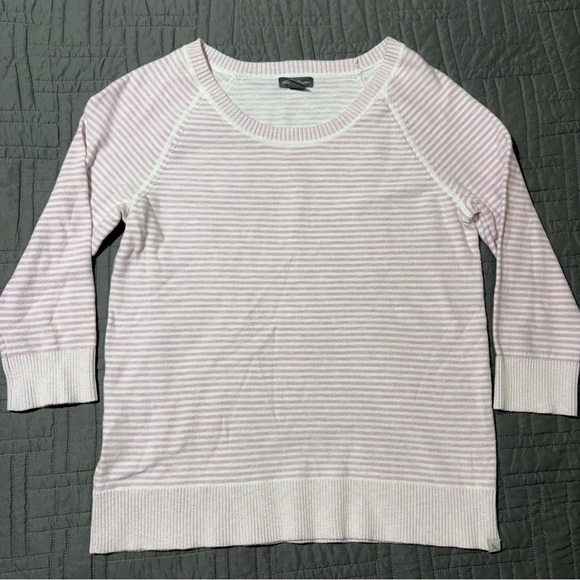 Eddie Bauer Women's Pink and White Striped Top - Picture 1 of 14